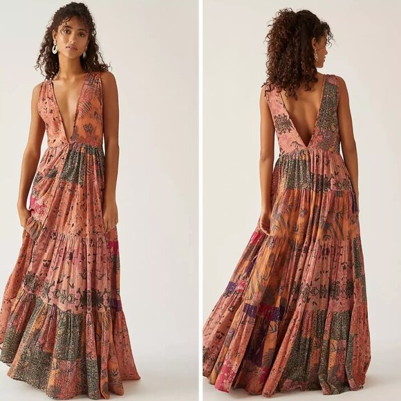 Anthropologie Mes Demoiselles Bonnie Floral Eyelet Boho Maxi Dress Size 38 - Picture 1 of 15